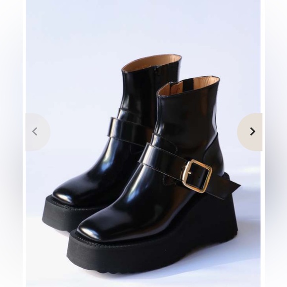 Maison Martin Margiela Shoes - Maison Martin Margiela Black Micro Wedge Ankle Leather Boots 38
